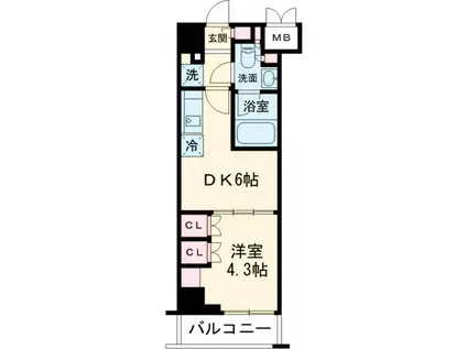 ルフォンプログレ中野坂上(1DK/4階)の間取り写真