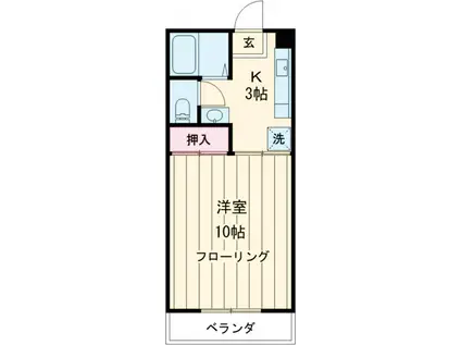 スペースワン(1K/2階)の間取り写真