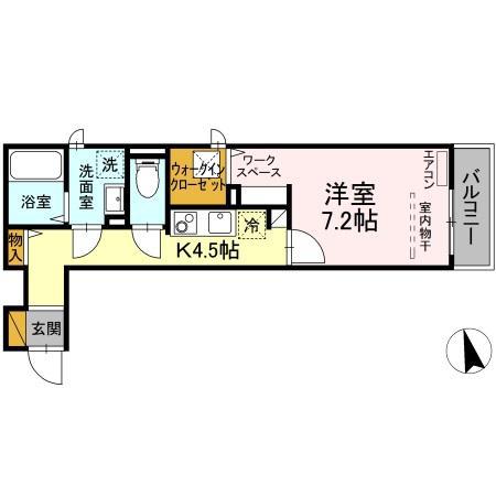 MONOLITH(1K/1階)の間取り写真