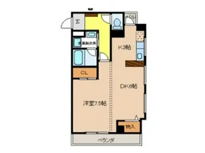 エルハイツ川田(1LDK/7階)の間取り写真