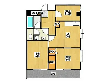 クレール市川(3DK/1階)の間取り写真