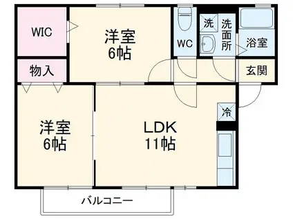 クレール・ヴィラージュ(2LDK/2階)の間取り写真