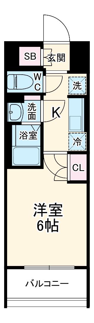 GENOVIA阪東橋ⅡSKYGARDEN(1K/10階)の間取り写真