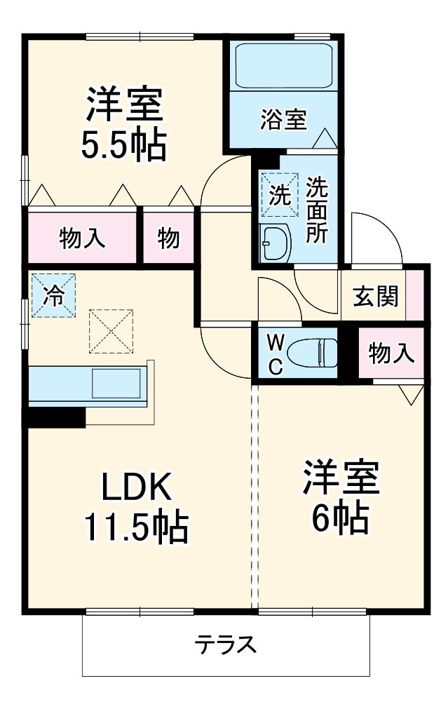 アクジス向町ABC(2LDK/1階)の間取り写真