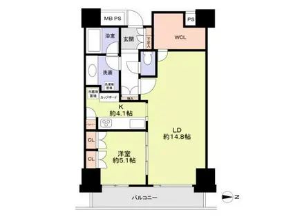 シティタワー大阪(1LDK/3階)の間取り写真