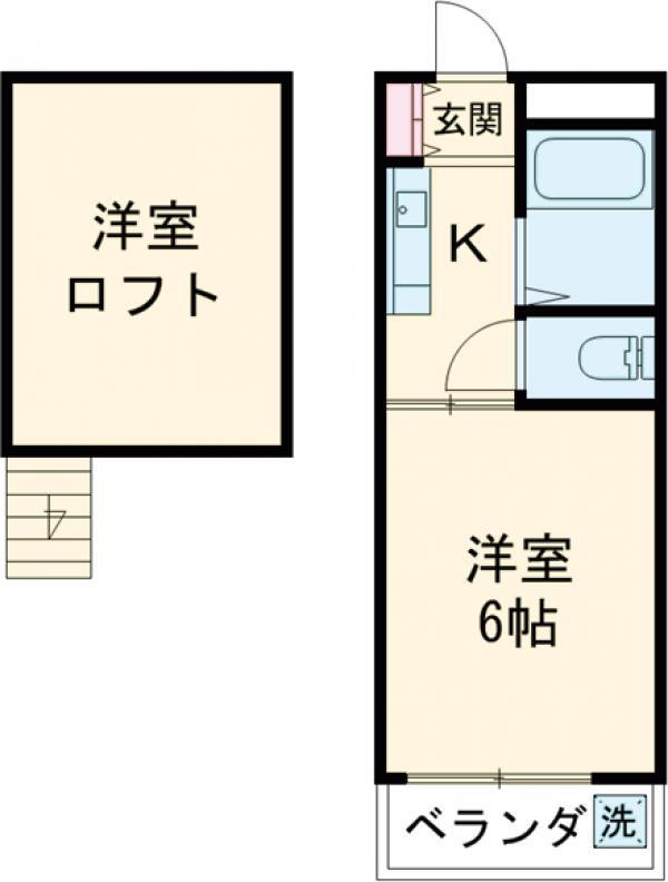 プラード千波(1K/2階)の間取り写真
