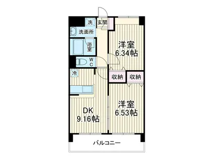 バレル鷺沼(2DK/1階)の間取り写真