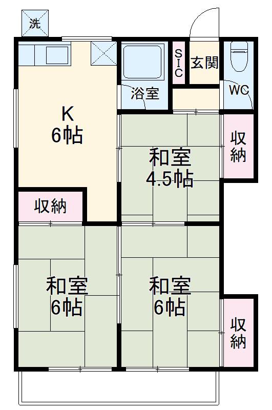 すみれマンション(3DK/1階)の間取り写真