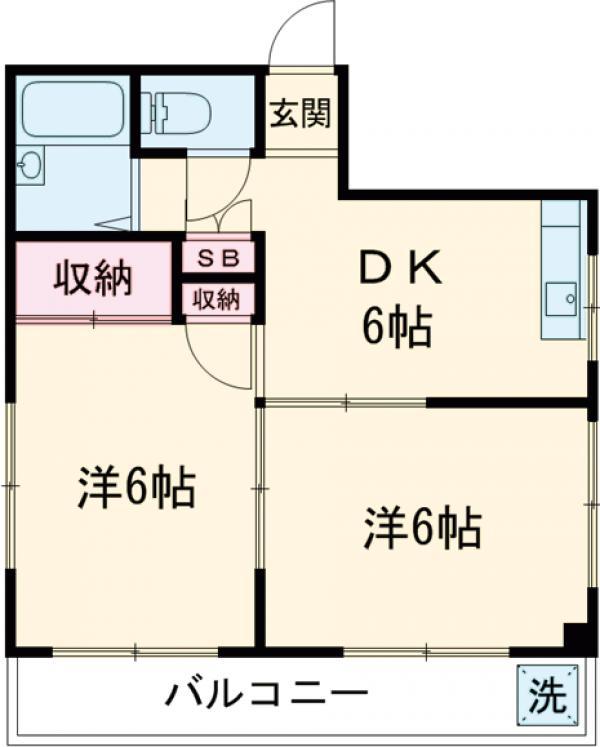 クレインヒル早稲田(2DK/8階)の間取り写真