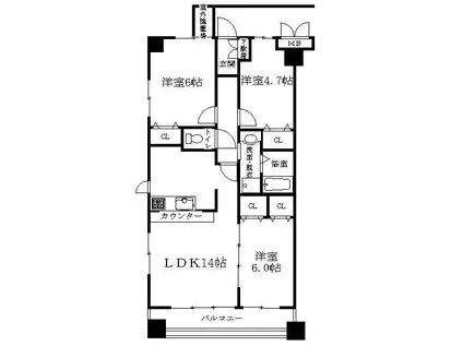 サンシャイン柏の葉(3LDK/2階)の間取り写真