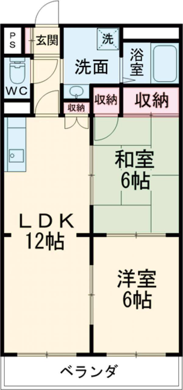 コーポラス芳賀(2LDK/3階)の間取り写真