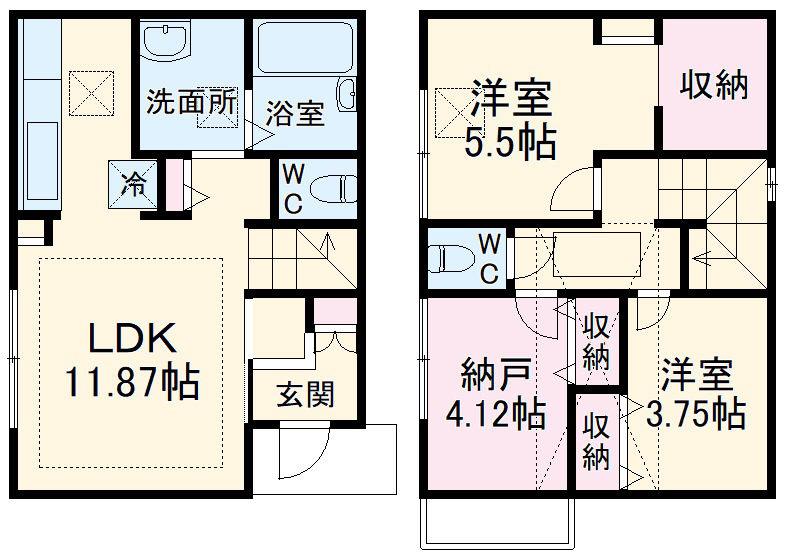 東急田園都市線 中央林間駅 徒歩8分 2階建 築4年(2SLDK)の間取り写真