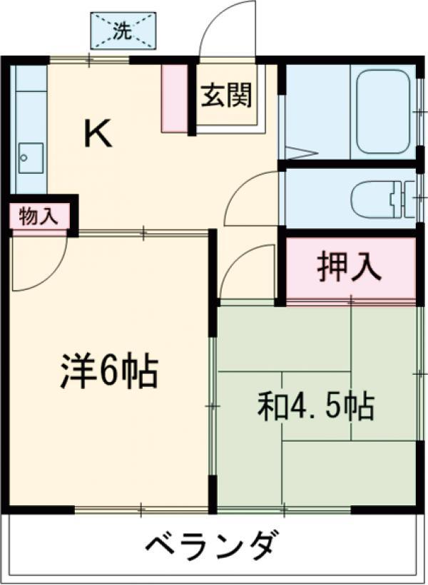 第2鑓溝荘(2K/1階)の間取り写真