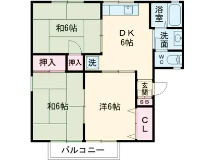 セジュール石田Ⅰ(3DK/2階)の間取り写真