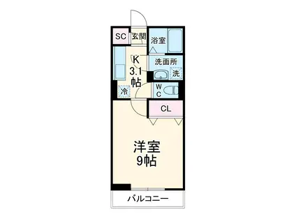 ローズ ハーモニー(1K/3階)の間取り写真