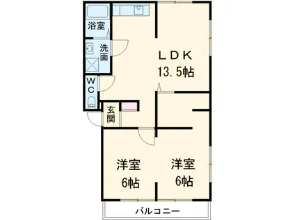 橋本ハイツ錦(3DK/1階)の間取り写真