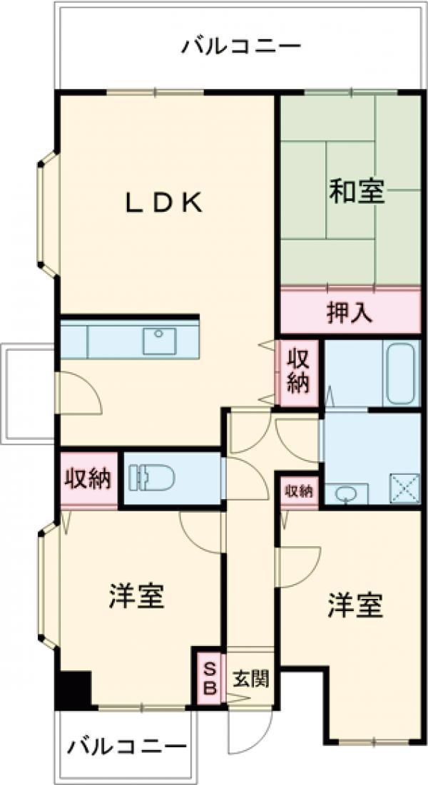 カルム長堀(3LDK/1階)の間取り写真