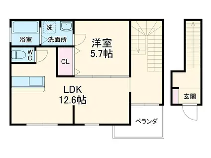 ハーブビレッジ(1LDK/2階)の間取り写真