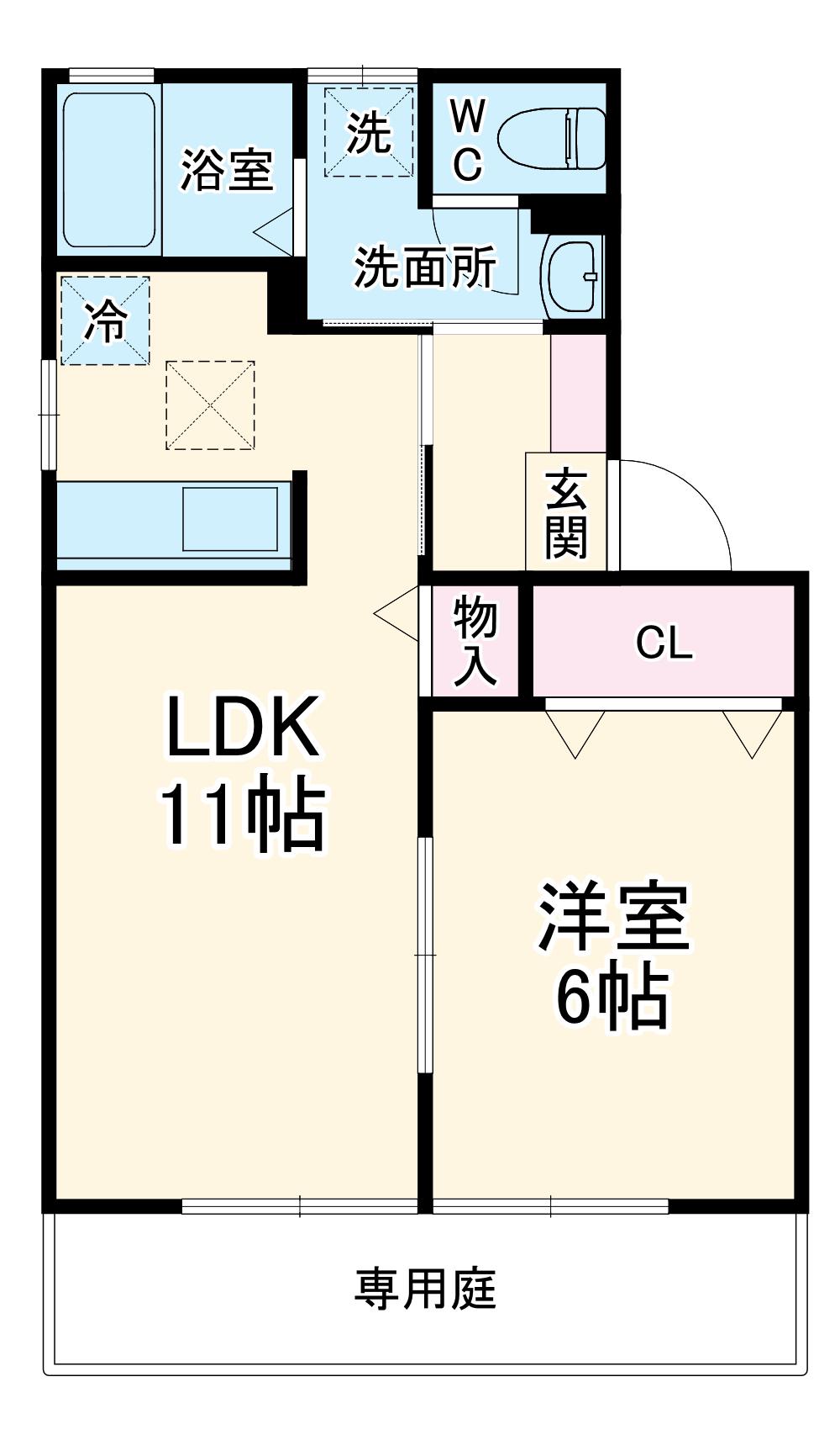 エスポワールN(1LDK/1階)の間取り写真