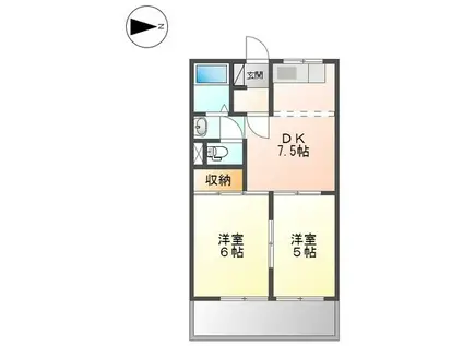 エンドレスASANO(2DK/2階)の間取り写真