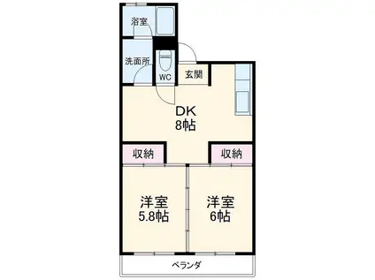 友厚ビル(2LDK/3階)の間取り写真