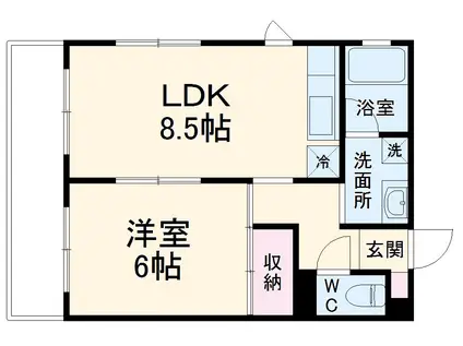 エルラード北里Ⅱ(1LDK/1階)の間取り写真