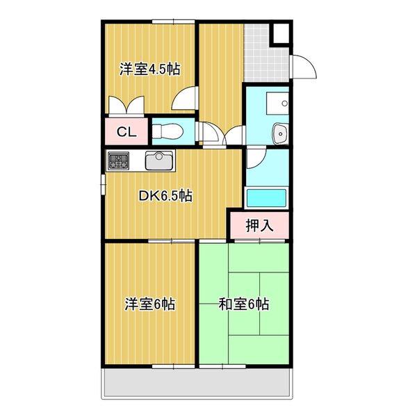 ハイツ浅井(3DK/3階)の間取り写真