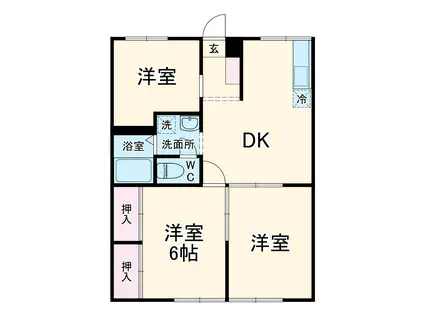 ラブリーホームB(3DK/1階)の間取り写真