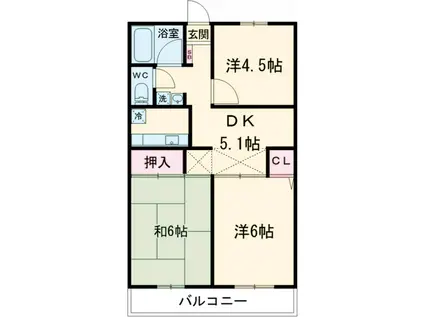 ラフィナート忠生(3DK/4階)の間取り写真