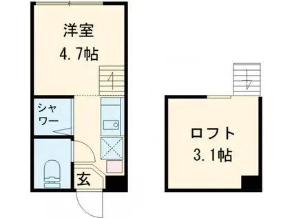 リバティコート千歳船橋(ワンルーム/1階)の間取り写真