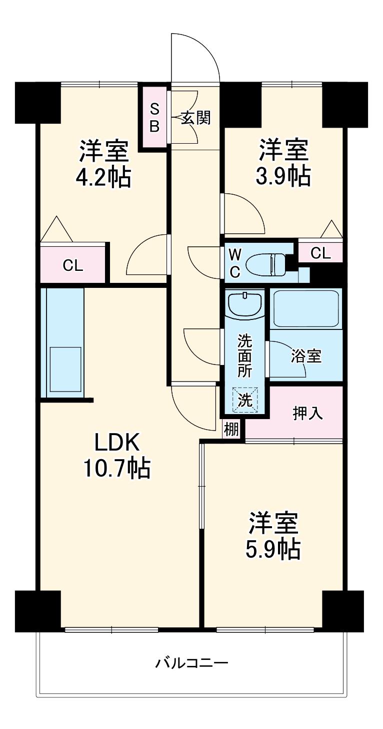 HARU菊名Ⅰ(3LDK/2階)の間取り写真