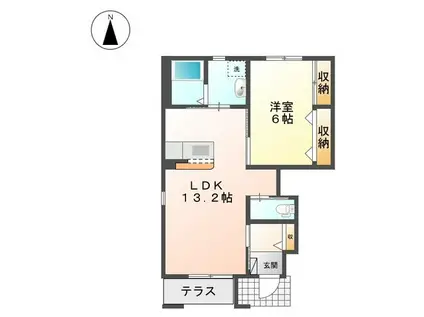 シャーレ(1LDK/1階)の間取り写真