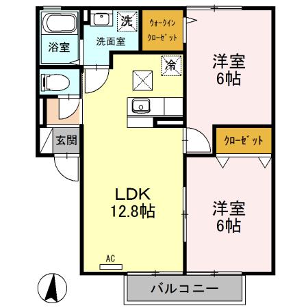 プティヴィラージュⅡ(2LDK/1階)の間取り写真