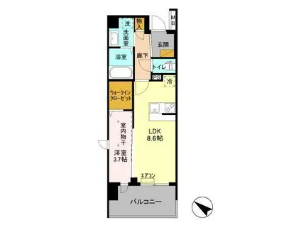 DEARESTⅢ(1LDK/6階)の間取り写真