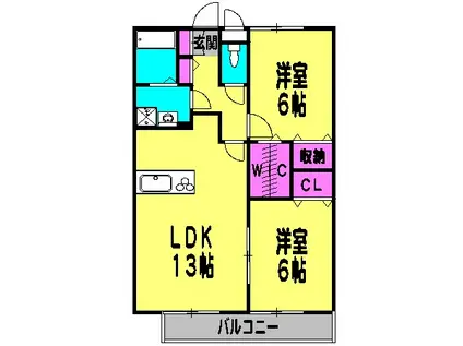 フォリオ春日部(2LDK/1階)の間取り写真