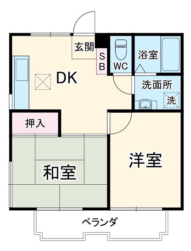 サンフラワーハウス(2DK/2階)の間取り写真