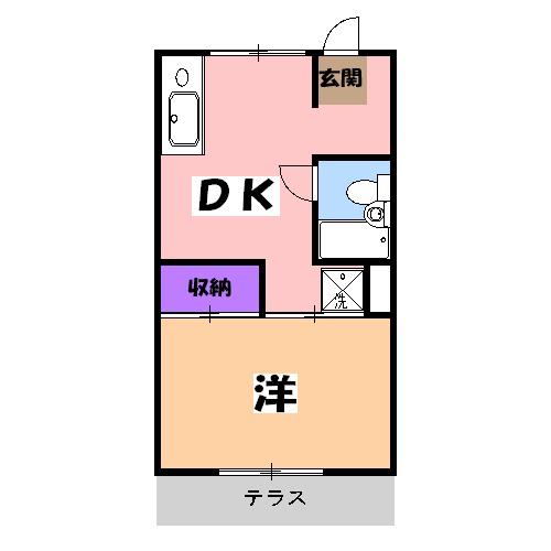 スカイハイツ長谷川(1DK/2階)の間取り写真