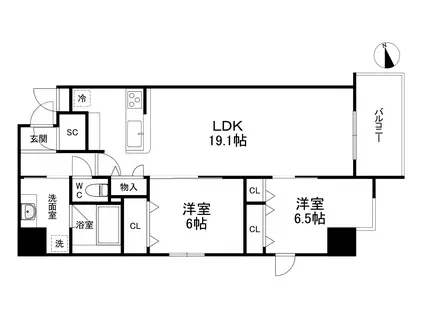 リアライズ天満橋(2LDK/5階)の間取り写真