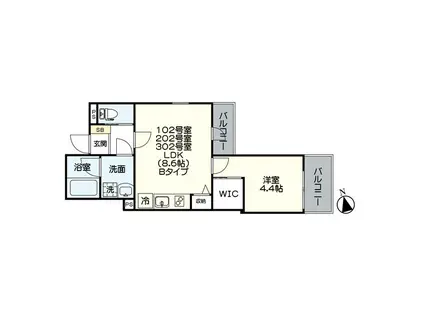 ベネフィス港楽(1LDK/1階)の間取り写真