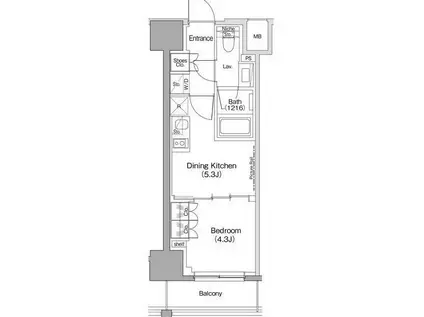 ザ・パークハビオ滝野川(1DK/4階)の間取り写真