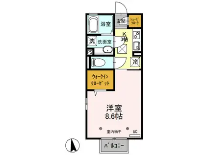 コモド A(1K/1階)の間取り写真