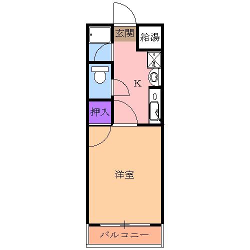 ドミールナカムラ(1K/5階)の間取り写真