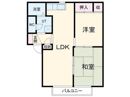 アーバンハイツ御幸山A棟(2LDK/2階)の間取り写真