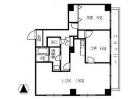ビオトープ末吉橋(2LDK/3階)の間取り写真