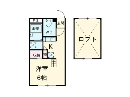 ウェルメイドⅢ(1K/2階)の間取り写真