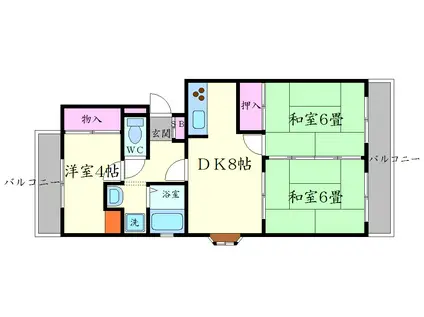 フォルク北千里K棟(3DK/3階)の間取り写真