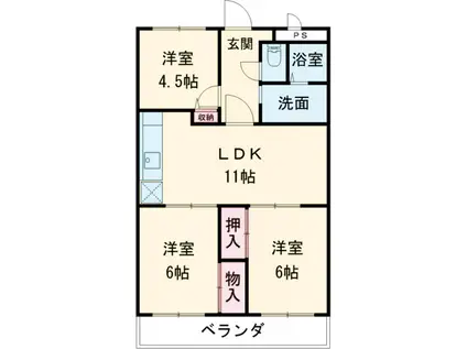 三向ハイツNO.5(3LDK/2階)の間取り写真