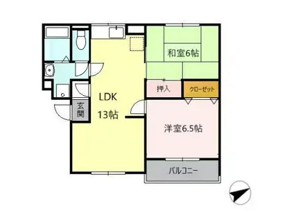 メゾン藤(2LDK/1階)の間取り写真