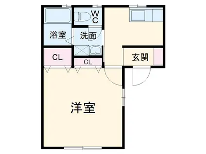 サンライフMENUMA(1K/1階)の間取り写真