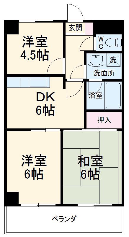 パセール長良(3DK/4階)の間取り写真